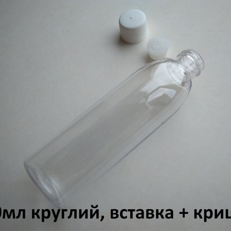 100 - 107 мл/20 мм Круглий прозорий ПЕТ флакон зі вставкою і білою кришкою 20/410
