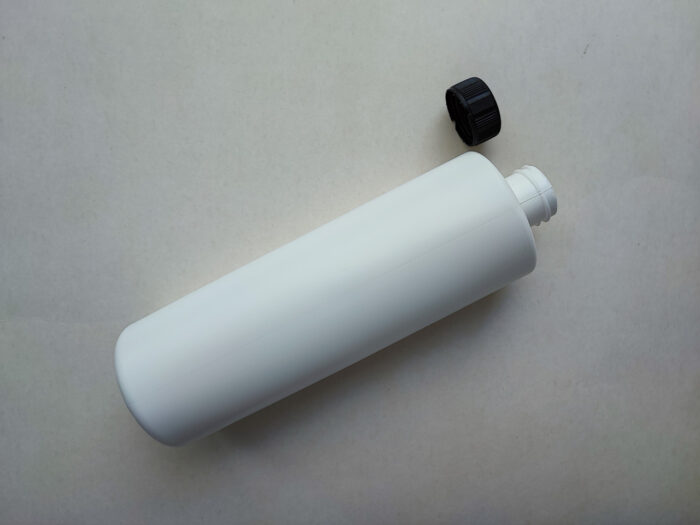 500мл/28мм Поліетилен HDPE Циліндр білий з чорною кришкою 28/410, для антисептика пляшка, флакон, баночка - Зображення 2
