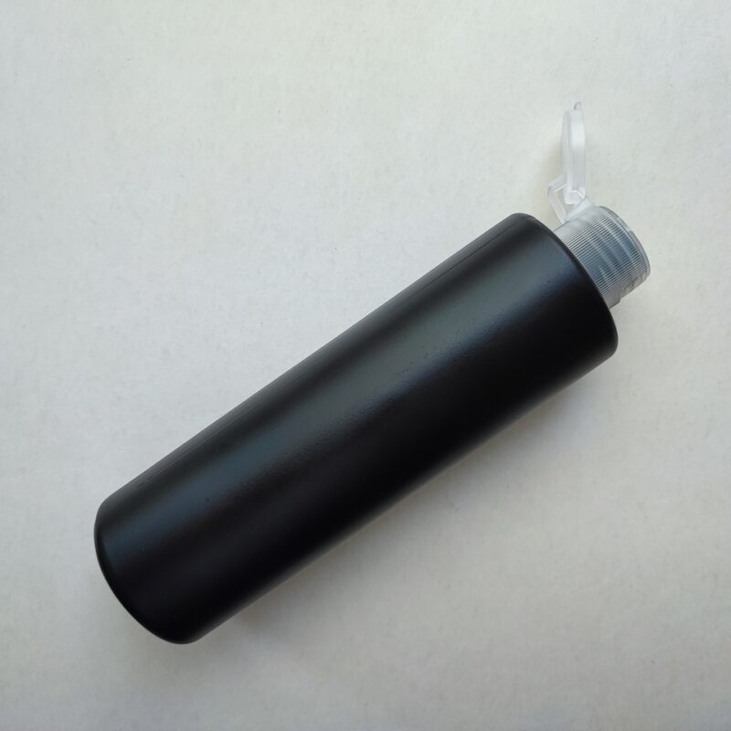 250 мл/24 мм Циліндр чорний HDPE флакон з кришкою прозорою фліп-топ 24/410