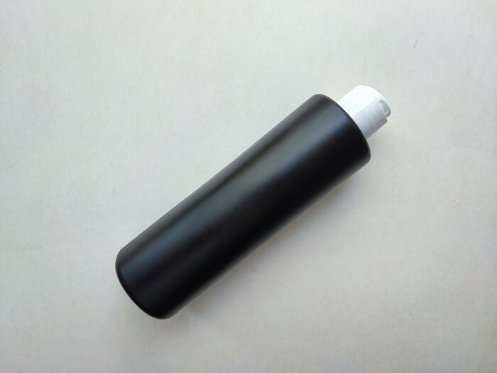 250 мл/24 мм Циліндр чорний HDPE флакон з кришкою білою фліп-топ 24/410 - Зображення 2
