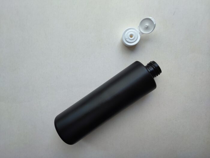 250 мл/24 мм Циліндр чорний HDPE флакон з кришкою білою фліп-топ 24/410 - Зображення 3