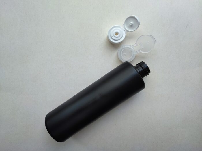 250 мл/24 мм Циліндр чорний HDPE флакон з кришкою білою фліп-топ 24/410 - Зображення 4