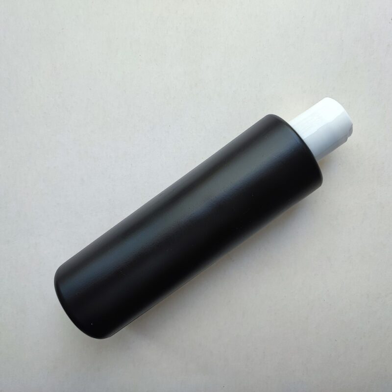 250 мл/24 мм Циліндр чорний HDPE флакон з кришкою білою диск-топ 24/410