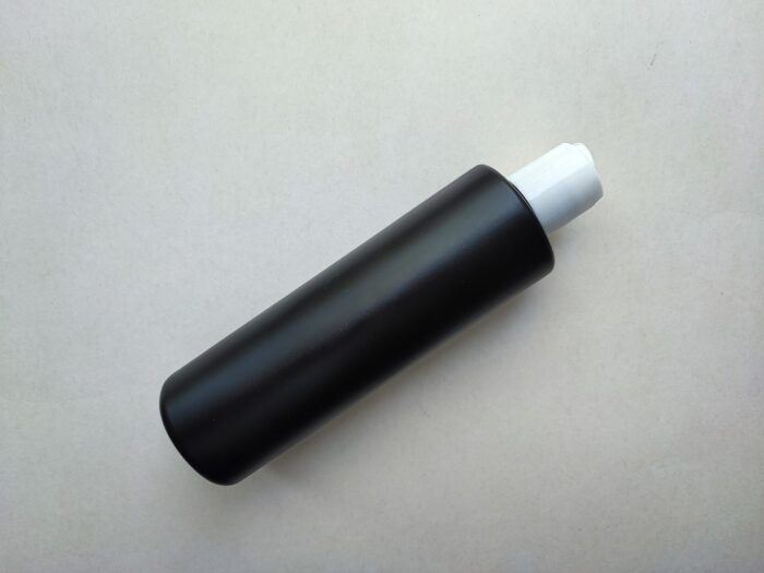 250 мл/24 мм Циліндр чорний HDPE флакон з кришкою білою диск-топ 24/410 - Зображення 2