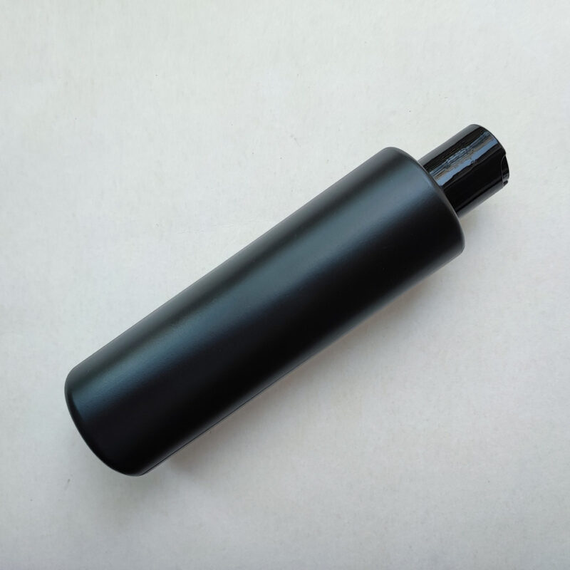250 мл/24 мм Циліндр чорний HDPE флакон з кришкою чорною диск-топ 24/410