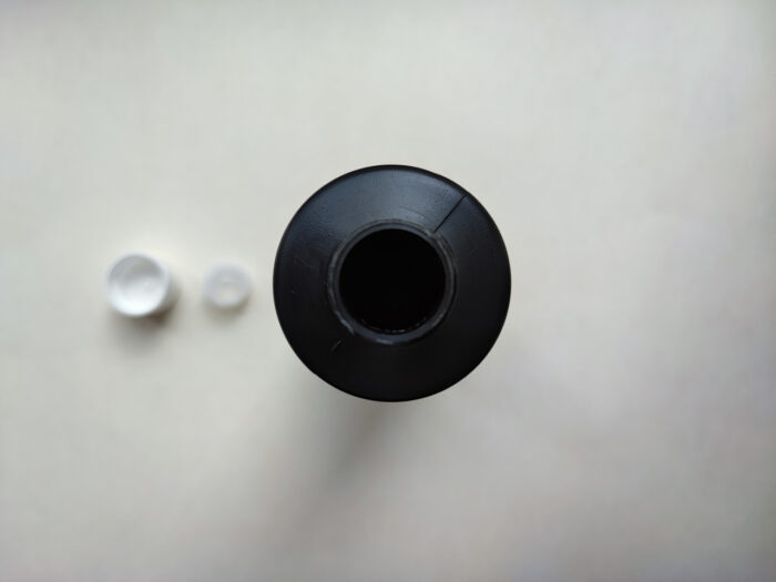 250 мл/24 мм Циліндр чорний HDPE флакон з вставка + біла кришка 24/410 - Зображення 5
