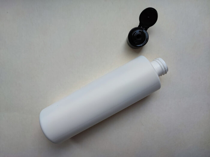 250 мл/24 мм Циліндр білий HDPE флакон з кришкою чорною фліп-топ 24/410 - Зображення 3