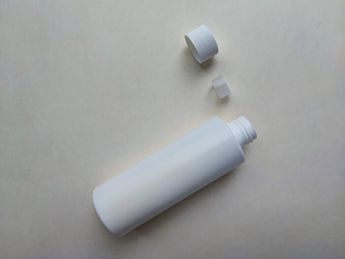 150 мл/24 мм Циліндр білий HDPE флакон з вставка + біла кришка 24/410