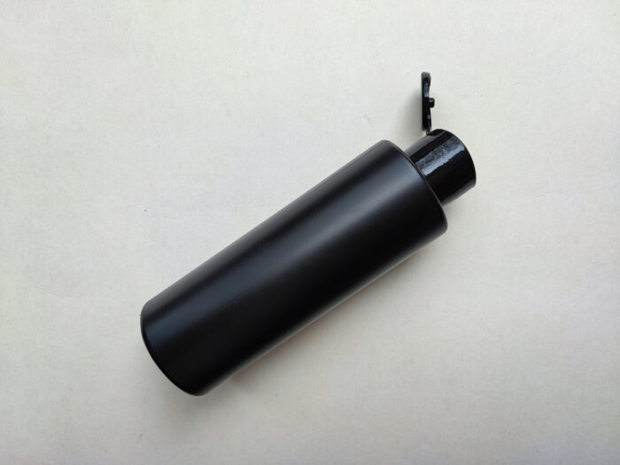 150 мл/24мм HDPE Циліндр чорний флакон з кришкою чорною фліп-топ 24/410