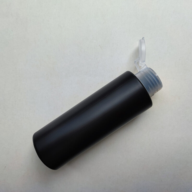 150 мл/24мм Поліетилен HDPE чорний ЦИЛІНДР флакон з кришкою прозорою фліп-топ 24 мм