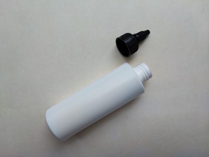150 мл/24 мм Циліндр білий HDPE флакон з чорним коротким носиком 24/410 - Зображення 5