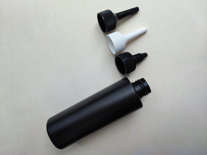 150 мл/24 мм Циліндр чорний HDPE флакон з чорним коротким носиком 24/410 - Зображення 5