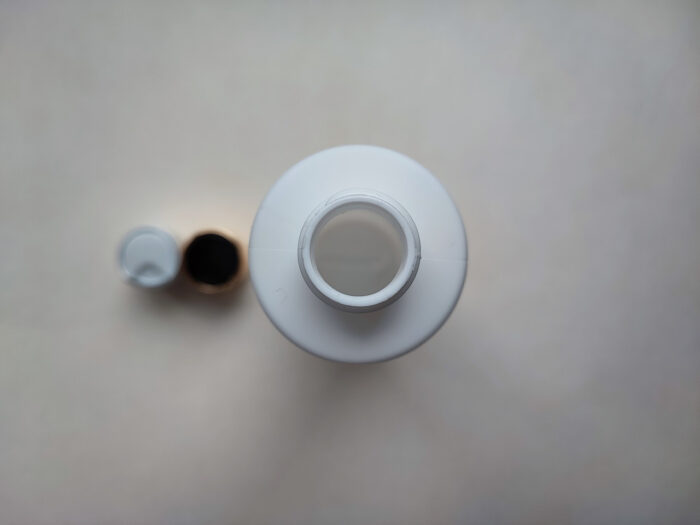 250 мл/24 мм Циліндр білий HDPE флакон з кришкою золотистою диск-топ 24/410 - Зображення 5