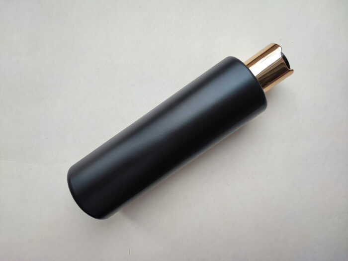 250 мл/24 мм Циліндр чорний HDPE флакон з кришкою золотистою диск-топ 24/410
