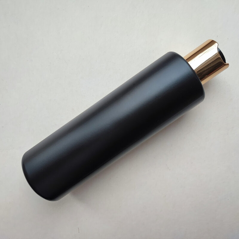 250 мл/24 мм Циліндр чорний HDPE флакон з кришкою золотистою диск-топ 24/410