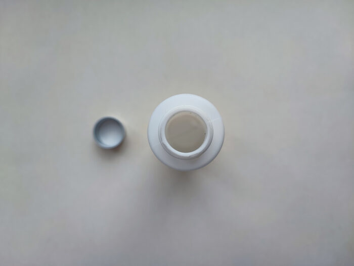 100мл/24мм Циліндр білий Поліетилен HDPE флакон з кришкою сріблястою металевою алюмінієвою 24/410 - Зображення 3