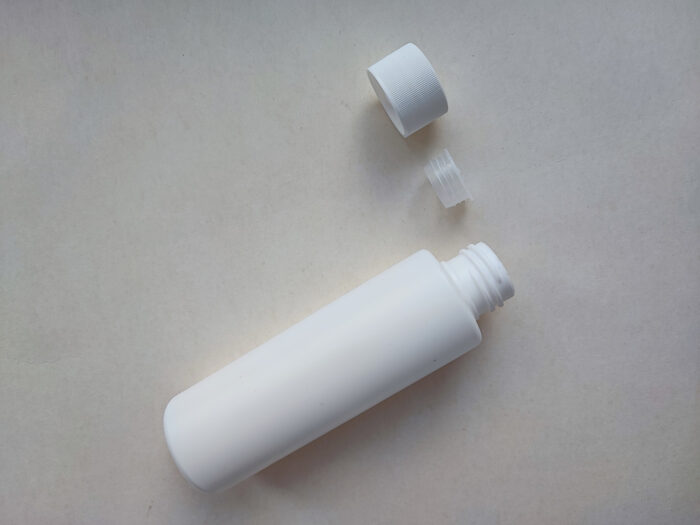 100 мл/24 мм Циліндр білий HDPE флакон з кришкою білою + вставкою 24/410