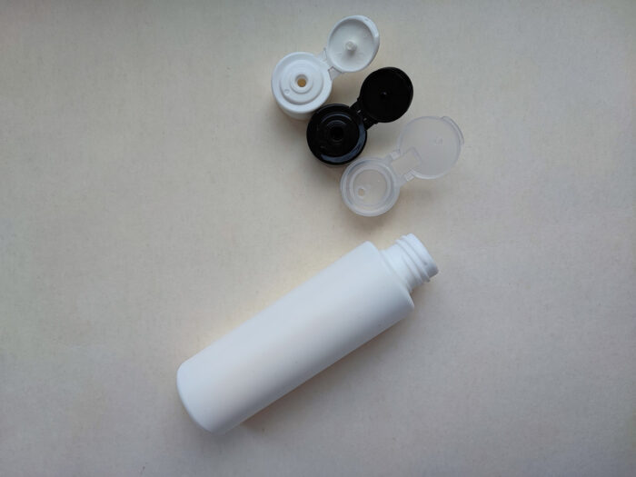 100 мл/24 мм Циліндр білий HDPE флакон з кришкою чорною фліп-топ 24/410 - Зображення 5