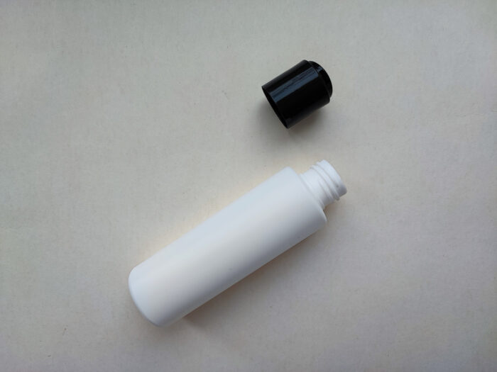 100 мл/24 мм Циліндр білий HDPE флакон з кришкою чорною диск-топ 24/410 - Зображення 3