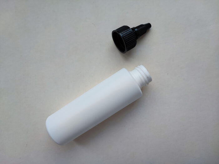 100 мл/24 мм Циліндр білий HDPE флакон з чорним коротким носиком 24/410 - Зображення 4