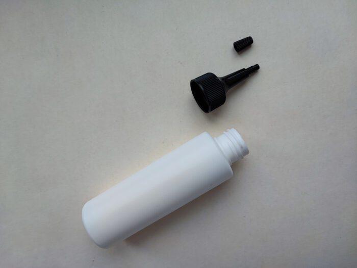 100 мл/24 мм Циліндр білий HDPE флакон з чорним довгим носиком 24/410 - Зображення 4
