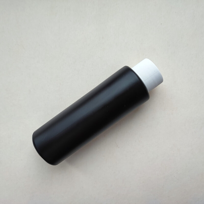 100 мл/24мм ЦИЛІНДР чорний HDPE флакон з пластиковою білою кришкою 24/410