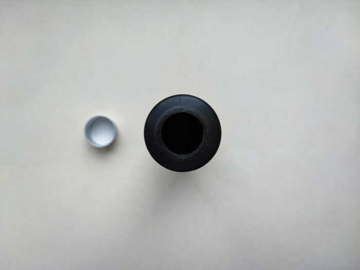 100мл/24мм Циліндр чорний Поліетилен HDPE флакон з кришкою сріблястою металевою алюмінієвою 24/410 - Зображення 3