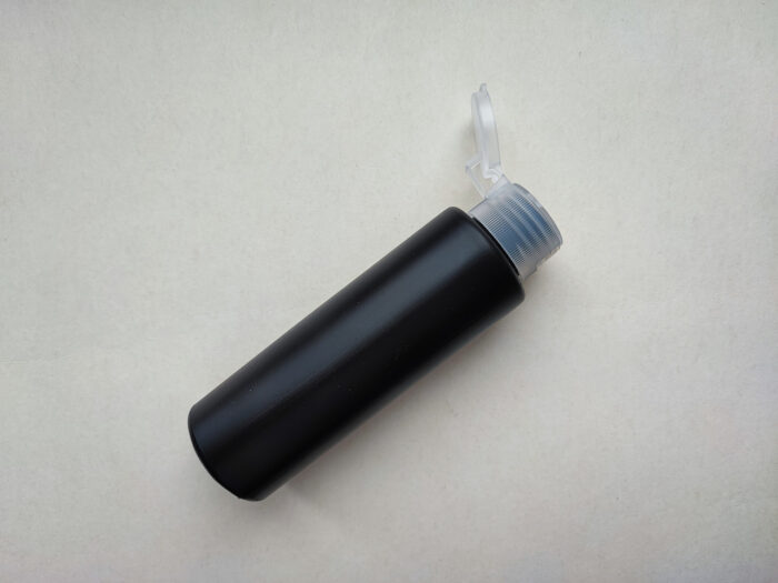 100 мл/24 мм Циліндр чорний HDPE флакон з кришкою прозорою фліп-топ 24/410