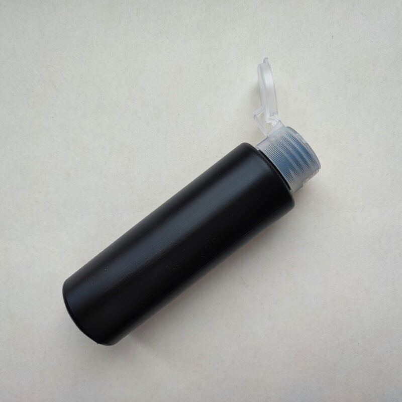 100 мл/24 мм Циліндр чорний HDPE флакон з кришкою прозорою фліп-топ 24/410