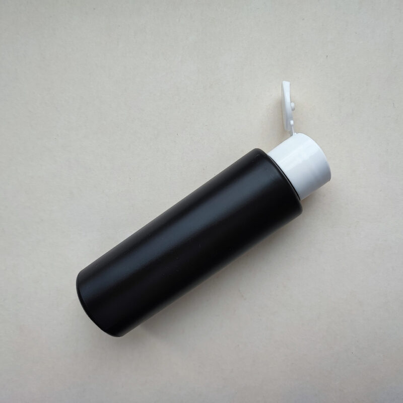 100 мл/24 мм Циліндр чорний HDPE флакон з кришкою білою фліп-топ 24/410