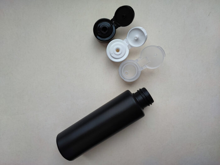 100 мл/24 мм Циліндр чорний HDPE флакон з кришкою білою фліп-топ 24/410 - Зображення 4