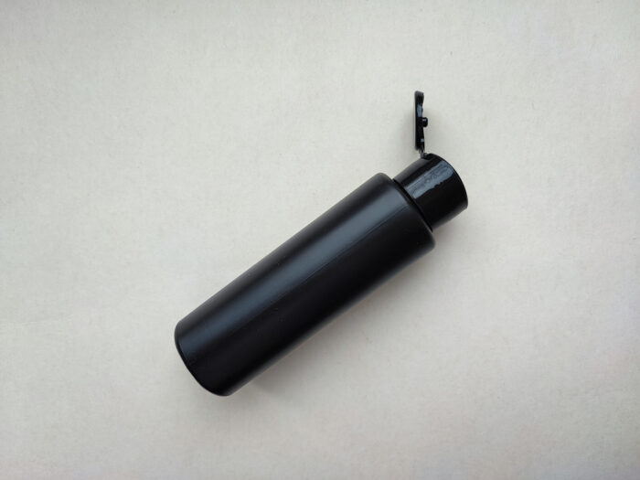 100 мл/24 мм Циліндр чорний HDPE флакон з кришкою чорною фліп-топ 24/410