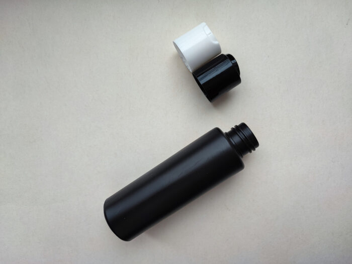 100 мл/24 мм Циліндр чорний HDPE флакон з кришкою чорною диск-топ 24/410 - Зображення 5