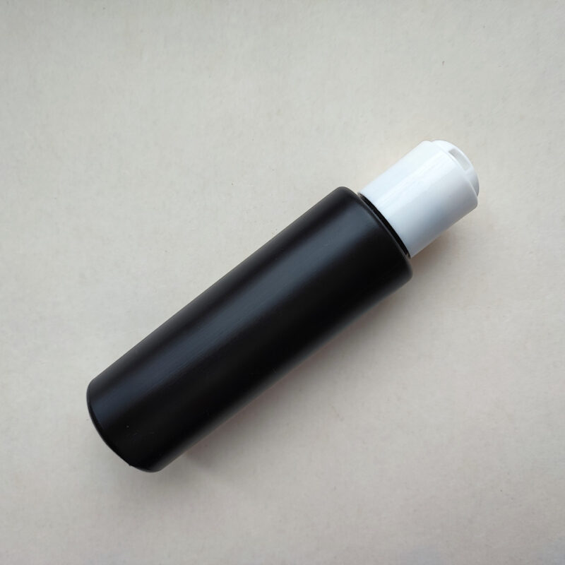 100 мл/24 мм Циліндр чорний HDPE флакон з кришкою білою диск-топ 24/410