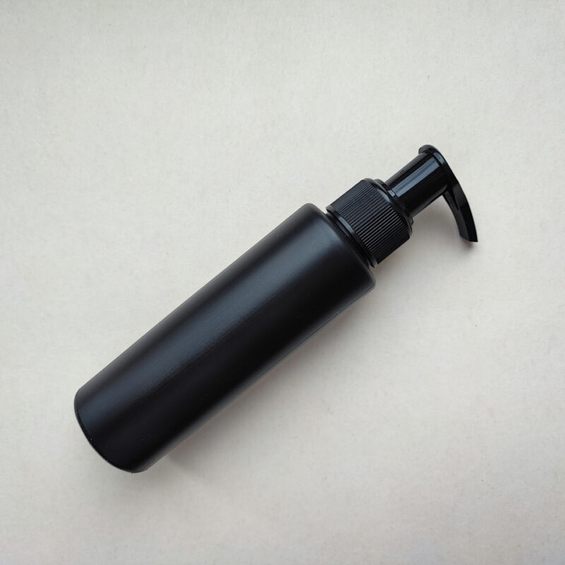 100 мл/24мм флакон Циліндр чорний Поліетилен HDPE з чорним дозатором 24мм для мила, антисептика кругла пляшка, ємність пластикова