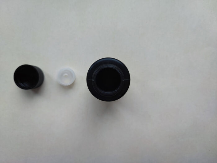 50 мл/24 мм Циліндр чорний HDPE флакон з вставкою і чорною кришкою 24/410 - Зображення 3