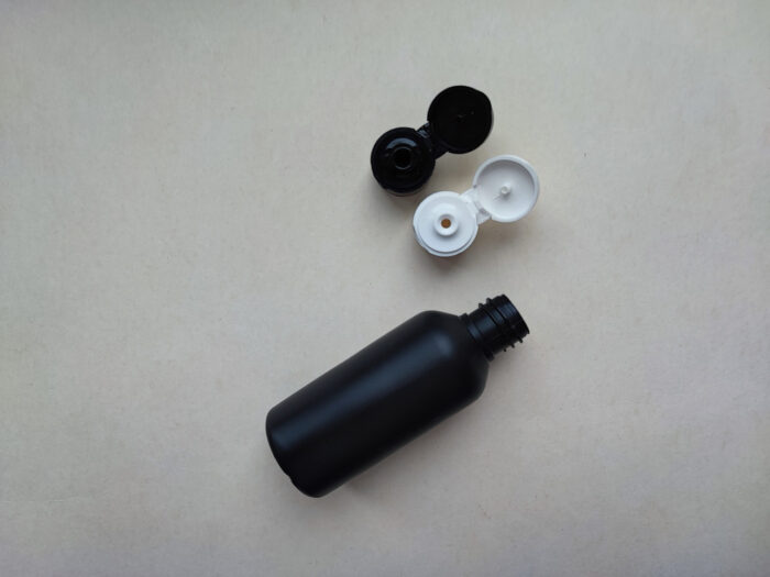 50 мл Круглий чорний HDPE флакон з кришкою фліп-топ чорний 18/410 - Зображення 5