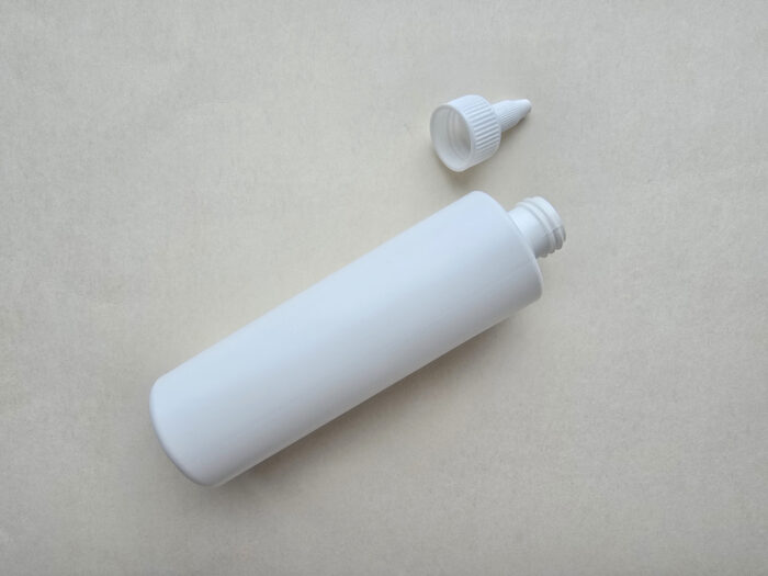 250 мл/24 мм Циліндр білий HDPE флакон з білим коротким носиком 24/410 - Зображення 4